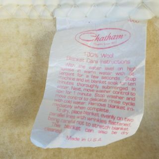 Vintage Chatham Blanket Cream Wool Ivory Ribbon Edge Queen 90 X 90 USA 3