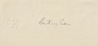 Anthony Eden,  Autograph On Paper