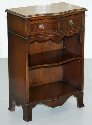 Lovely Vintage Flamed Mahogany Side Table Cabinet Bookcase With Twin Drawers