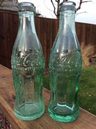 2 Vintage Coca Cola 6oz December 25th 1923 Christmas Bottles Portland Los Angele