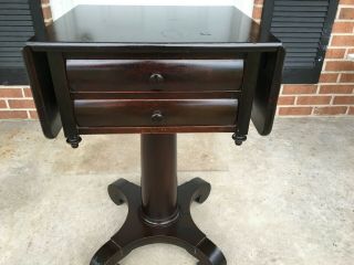 Work Table Antique Two Drawer Drop Leaf Wood Nightstand Typewriter Table