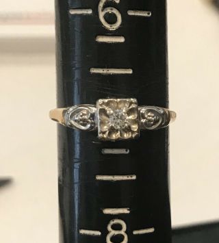 Vintage 14k Gold Diamond Wedding Engagement Ring Size 7 Heart Sides 3