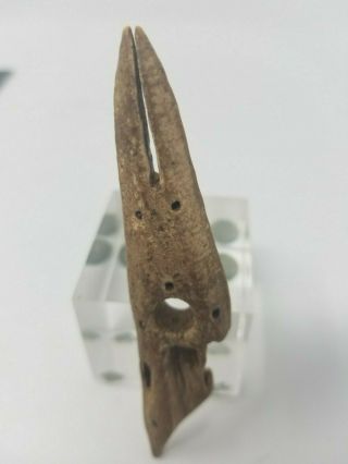 Antique Inuit Eskimo Dorset Bering Sea Dorset Elk Bone Toggling Harpoon 10/25