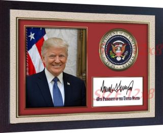 Donald Trump 45th President Usa Autograph Print Signed Photo Picture Framed Mdf