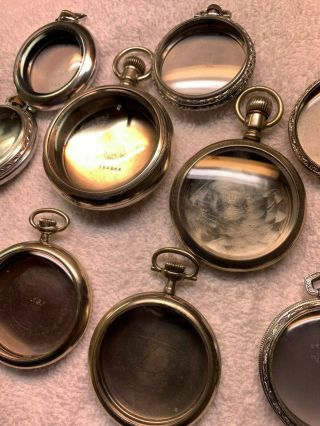 LARGE GROUP of 11 COMPLETE POCKET WATCH CASES - 8 - 18 SIZES 3