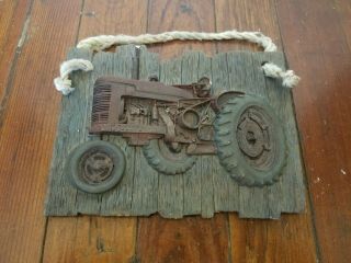 Small 3d Vintage Tractor Plaque,  Hard Plastic 7 By 5 Inch,  With String To Hang