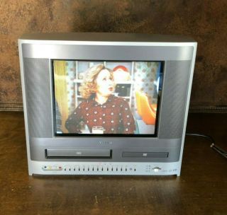Vintage Toshiba Crt Tv Vhs Vcr Dvd Combo W Remote Fully &