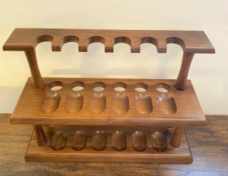 Vtg Decatur 2 Tier Walnut Wood Pipe Display Rack Stand 12 Pipes Smoking Tobacco