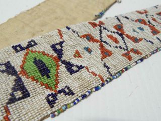Loom Beaded Blanket Strip 1880s Antique Vintage Plains Sioux Indian Spider Lines