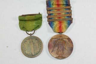 Mexican Border Medal And Ww1 Victory W/4 Bars,  Idd To Illinois 33rd Division