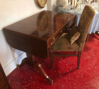 Regency Rosewood Sofa Table With Antique Chair And Pillow