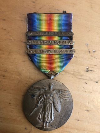 Us Ww1 Victory Medal With 3 Campaign Bars.  The Great War For Civilization