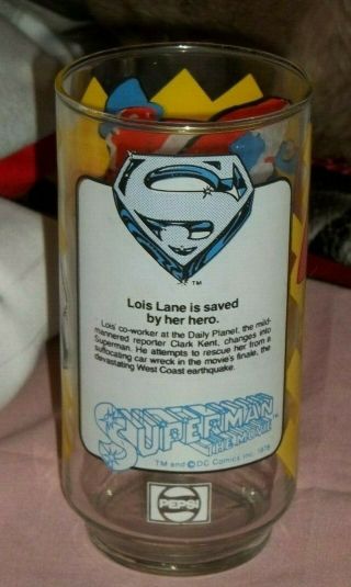 Vintage,  1978,  Pepsi,  Superman,  Lois Lane,  the Movie,  Glass,  Tumbler,  Cond. 3