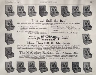 1913 Ad (j17) Mccaskey Register Co.  Alliance,  Ohio.  Mechanical Register System