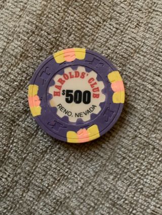 Vintage Harolds Club Reno Nevada Casino $500 Chip