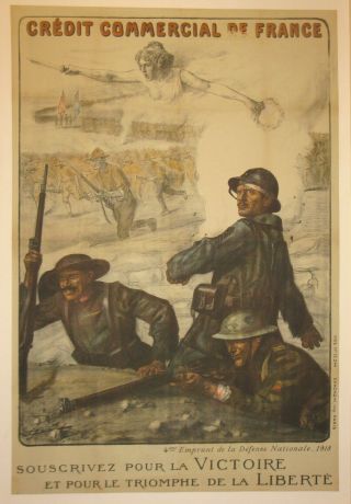 French Loan Bond Poster Linen First World War World War I 1918 Jonas