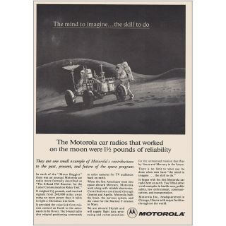 1973 Motorola: The Mind To Imagine The Skill To Do,  Moon Vintage Print Ad