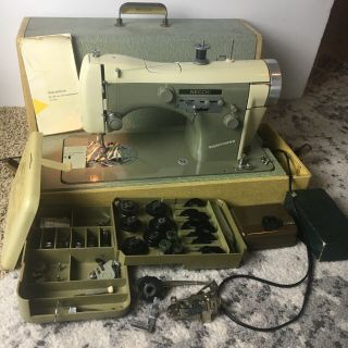 Vintage Necchi Supernova Sewing Machine Seamstress Heavy Duty Accessories Case