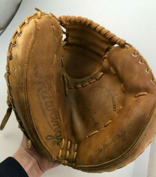 Vintage Rawlings Lance Parrish Leather Baseball Glove Rht Rcm30 Catcher 