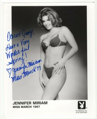 Jennifer Miriam Autographed 8 " X10 " B&w Photograph,  Personalized.  Miss March 1997