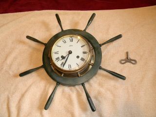 Vintage Schatz 8 Day Ship’s Bell Clock.  Keeps Time.