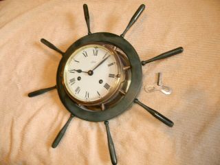 Vintage Schatz 8 Day Ship’s Bell Clock.  Keeps time. 2
