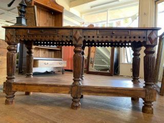 19th Century Style Spanish Console Table,  Walnut,  Entryway Furniture,  Antique,  C