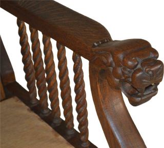 17666 Oak Claw Foot Lion Head Morris Chair 2
