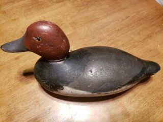 Hand Carved Vintage / Antique Handcarved Wooden Duck Decoy With Glass Eyes