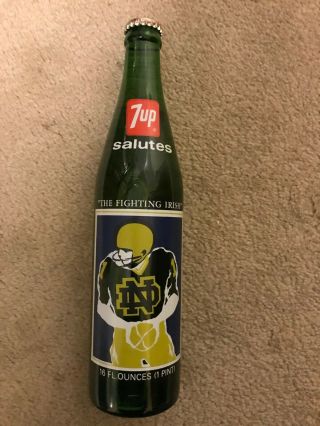 7up Bottle Full 16oz Notre Dame Fighting Irish 1977 National Champions