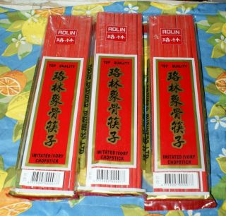 3 Pkgs Of 10 Top Quality Imitated Ivory Chopsticks By Rolin Ensured Business