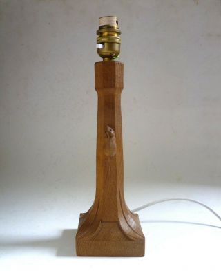 Robert Mouseman Thompson Vintage Carved Oak Table Lamp Base.