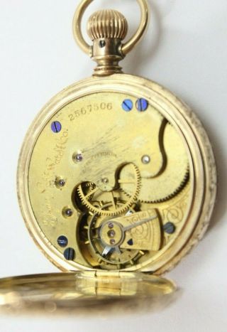 Antique ELGIN 14K Gold Hunter Case Pocket Watch: 37mm,  Dated 1887 2