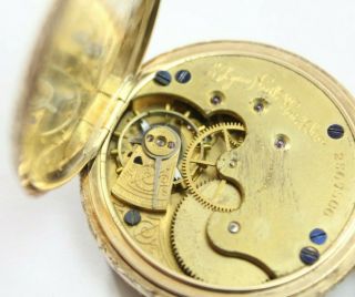 Antique ELGIN 14K Gold Hunter Case Pocket Watch: 37mm,  Dated 1887 3