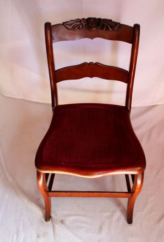 Antique American Victorian Wine Corduroy Velvet Dining Chairs - Set of Six 2