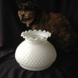 Vintage White Glass Hobnail Table Lamp Light Shade In Exc Cd 8 " Wide 7 " Fitter