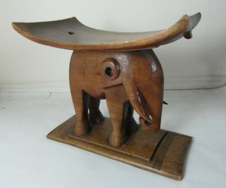 Carved Wood African Ashanti Elephant Stool