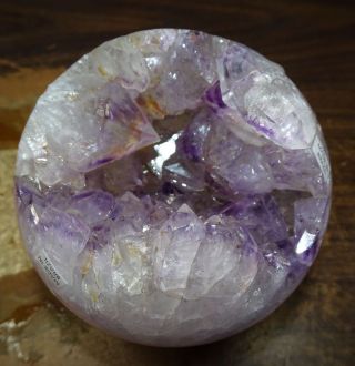 Large 3.  5 Inch Amethyst / Quartz Crystal Cluster Sphere From Brazil With Stand