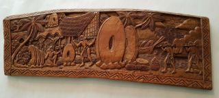 Large Vintage Palau Island Carved Story Board - Rai Stone Money