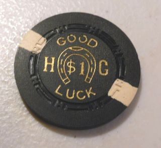 Casino Chip Harolds Club Reno Nevada (h $1 C) Good Luck Uncirculated