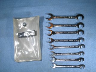 Vintage Craftsman 8 - Piece Metric 5mm To 11mm Open End Wrench Set No.  4308 Usa