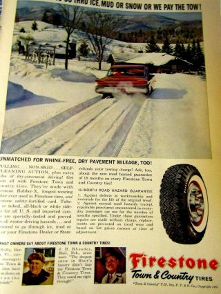 1960 Oldsmobile Firestone Print Ad 8.  5 X 11 "