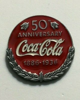 1998 Coca - Cola Pewter Hat / Lapel Pin Coke 50th Anniversary 1886 - 1936