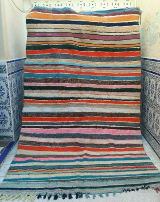 Vintage Moroccan Handmade Rug Boucherouite Berber Kilim Colorful Rug 8 