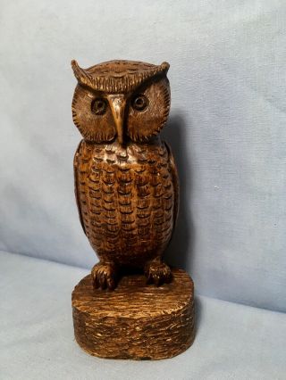 Clarence Stringfield Nashville Artist Vtg Folk Art Hand Carved Wood Owl