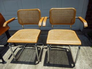 Two 1950 ' s Thornet Marcel Breuer Cesca cane chairs from estate 2