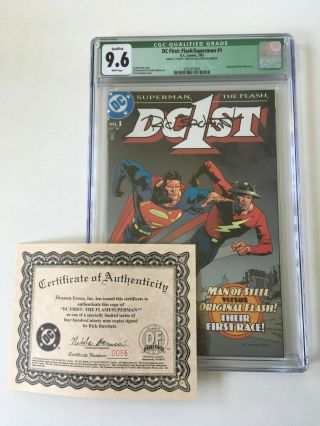 Dc First: Flash/superman 1 - Signed W Coa: Rick Burchett - Cgc 9.  6