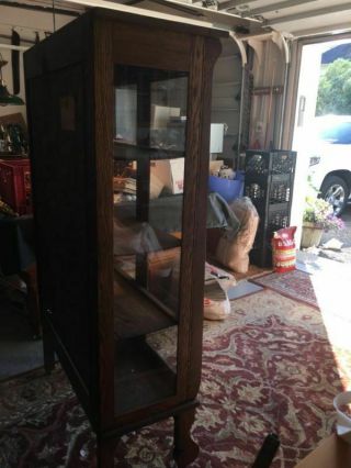 Antique Oak Two Door China Cabinet w.  Glass Front & Sides,  Finish 3