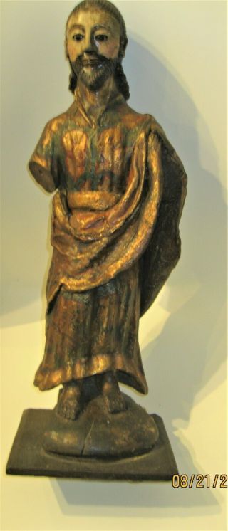 Antique Carved Wood Santo From Late 1800 