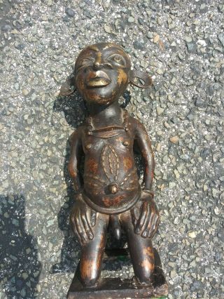 Ant.  Cast Bronze African Nude Man 16 " X 6 Animated Must C Patina Orig.  Heavy